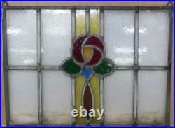ROSE OLD ENGLISH LEADED STAINED GLASS WINDOW Unframed w Hooks 16.75 X 12.25