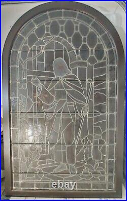 Rare 19th Century American Stained Leaded Glass Window Religious Jesus Story
