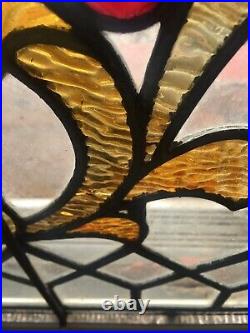 Rare American Architectural Shield/crest antique leaded stained glass window