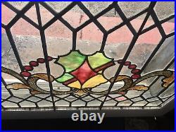 Rare American Architectural Shield/crest antique leaded stained glass window