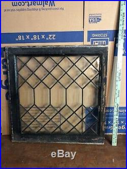 Rare Antique Vintage Architectural Leaded Window, Clear Glass 23 by 24