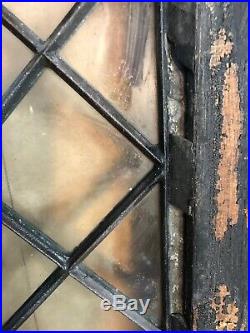 Rare Antique Vintage Architectural Leaded Window, Clear Glass 23 by 24