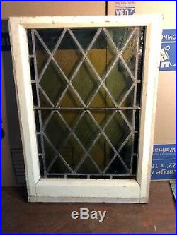 Rare Antique Vintage Architectural Leaded Window Stained Glass 20 by 28 1/2