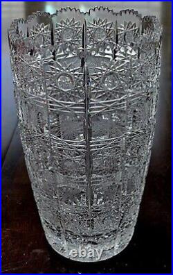 Rare Bohemian Queen Lace Design Hand Cut Lead Glass Vase