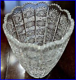 Rare Bohemian Queen Lace Design Hand Cut Lead Glass Vase