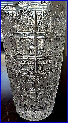 Rare Bohemian Queen Lace Design Hand Cut Lead Glass Vase