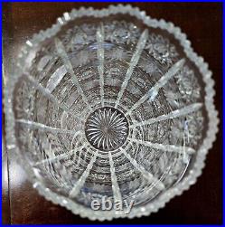 Rare Bohemian Queen Lace Design Hand Cut Lead Glass Vase