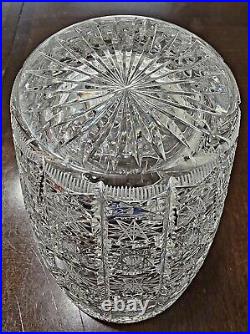 Rare Bohemian Queen Lace Design Hand Cut Lead Glass Vase