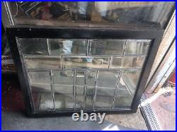 Rare Old American Architectural Leaded Glass Window Geometric All Heavy Beveled