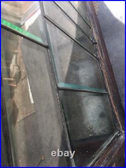 Rare Old American Architectural Leaded Glass Window Geometric All Heavy Beveled