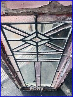 Rare Shabby Chic Small Art Deco antique leaded stained glass window Restoration
