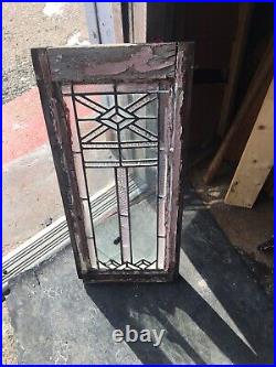 Rare Shabby Chic Small Art Deco antique leaded stained glass window Restoration