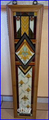 Rare Vintage Framed Stained Glass Window 40 x 9 Gorgeous Rare Vintage Framed Stained Glass Window 40 x 9 Gorgeous