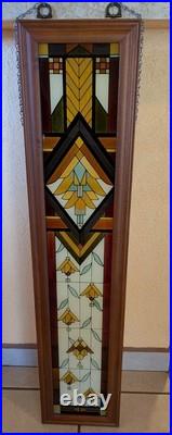 Rare Vintage Framed Stained Glass Window 40 x 9 Gorgeous Rare Vintage Framed Stained Glass Window 40 x 9 Gorgeous