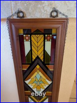 Rare Vintage Framed Stained Glass Window 40 x 9 Gorgeous Rare Vintage Framed Stained Glass Window 40 x 9 Gorgeous