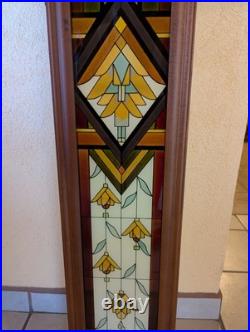 Rare Vintage Framed Stained Glass Window 40 x 9 Gorgeous Rare Vintage Framed Stained Glass Window 40 x 9 Gorgeous