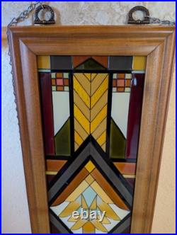 Rare Vintage Framed Stained Glass Window 40 x 9 Gorgeous Rare Vintage Framed Stained Glass Window 40 x 9 Gorgeous