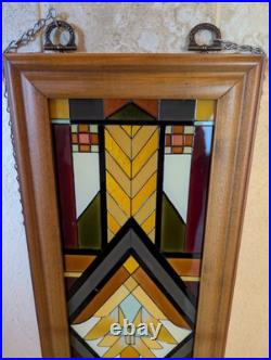 Rare Vintage Framed Stained Glass Window 40 x 9 Gorgeous Rare Vintage Framed Stained Glass Window 40 x 9 Gorgeous