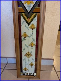 Rare Vintage Framed Stained Glass Window 40 x 9 Gorgeous Rare Vintage Framed Stained Glass Window 40 x 9 Gorgeous
