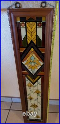 Rare Vintage Framed Stained Glass Window 40 x 9 Gorgeous Rare Vintage Framed Stained Glass Window 40 x 9 Gorgeous