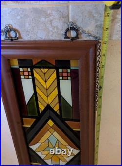 Rare Vintage Framed Stained Glass Window 40 x 9 Gorgeous Rare Vintage Framed Stained Glass Window 40 x 9 Gorgeous