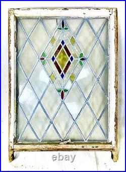 Real Stain Glass Window in Real Wood Frame with Real leaded panels Great Patina