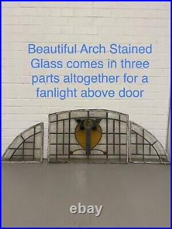 Reclaimed Fanlight Leaded Light Stained Glass Art Nouveau Window Panel