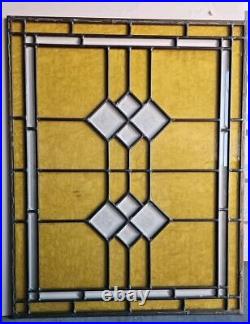 Reclaimed Stained Glass Window 30x25 Amber White