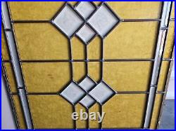 Reclaimed Stained Glass Window 30x25 Amber White