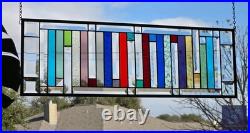 Rectangular stained glass panel rainbow, window hanging, sidelight, transom