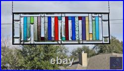 Rectangular stained glass panel rainbow, window hanging, sidelight, transom