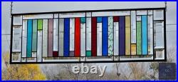 Rectangular stained glass panel rainbow, window hanging, sidelight, transom