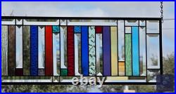 Rectangular stained glass panel rainbow, window hanging, sidelight, transom