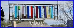 Rectangular stained glass panel rainbow, window hanging, sidelight, transom