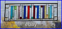 Rectangular stained glass panel rainbow, window hanging, sidelight, transom