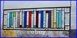 Rectangular stained glass panel rainbow, window hanging, sidelight, transom