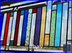 Rectangular stained glass panel rainbow, window hanging, sidelight, transom