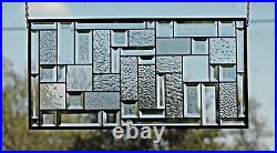 Rectangular stained glass window panel, hanging, privacy glass, geometric clear