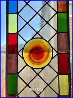 Rising Sun- Stained Glass window panel (12 5/8 X 28 5/8) Free Shipping