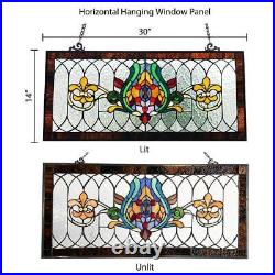 River of Goods Fleur De Lis Stained Glass Pub Window Panel 28 Decorative Chain