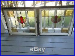 S279 LARGE Lovely Leaded Stain Glass Window F/England 30 X 25 3/4 2 Available