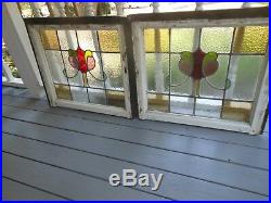 S279 LARGE Lovely Leaded Stain Glass Window F/England 30 X 25 3/4 2 Available