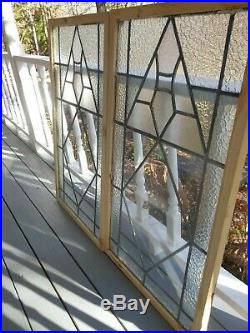 SA38 Lovely Older Tall & Slim English Leaded Glass Window Reframed 2 Available