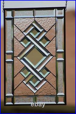 SALE 20% Off ´`-Stained Beveled Glass Window Panel, 22.5x14.5 Ready to Hang