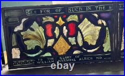 SET(2) ANTIQUE LEADED FIRED STAINED GLASS CHURCH WINDOWS 1920s EXC COND