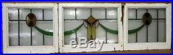 SET OF 3 OLD ENGLISH LEADED STAINED GLASS WINDOWS 2 x 18.5 x 17.5& 23 x 17.5