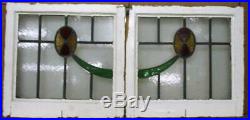 SET OF 3 OLD ENGLISH LEADED STAINED GLASS WINDOWS 2 x 18.5 x 17.5& 23 x 17.5