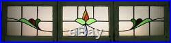 SET OF 3 OLD ENGLISH LEADED STAINED GLASS WINDOWS Colorful Swag 62.25 x 15.25