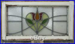 SET OF 3 OLD ENGLISH LEADED STAINED GLASS WINDOWS Floral Sweep 76.5 x 14.25