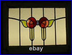 SET OF 3 OLD ENGLISH LEADED STAINED GLASS WINDOWS Lovely Roses 24.5 x 18.5each